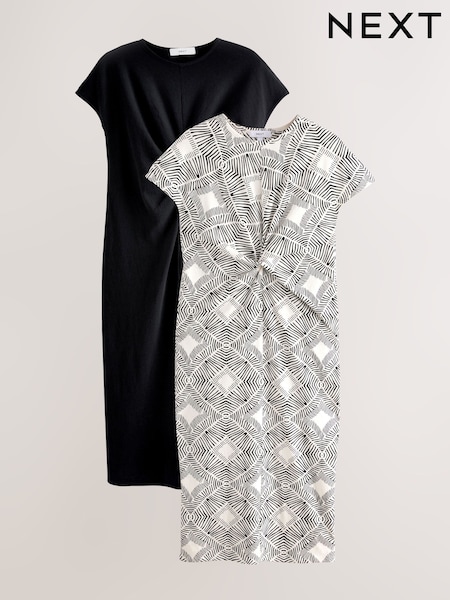 Black/White T-Shirt Dress 2 Pack (W55053) | £48