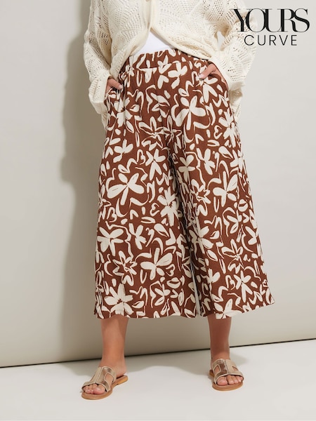 Yours Curve Brown Midaxi Culottes (W55075) | £27