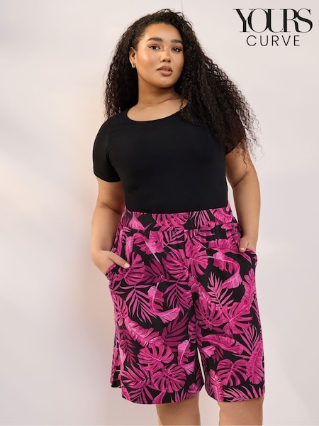 Yours Curve Pink Jersey Shorts (W55093) | £22