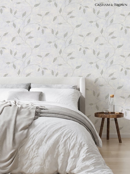 Graham & Brown Silver Boutique Ornamental Leaf Heavy Weight Vinyl 10M Wallpaper (W55149) | £30