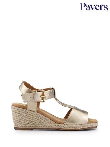 Pavers Gold Casual Buckled Espadrilles (W55151) | £35