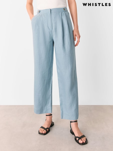 Whistles Blue Millie Linen Trousers (W55188) | £109