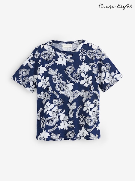 Phase Eight Blue 100% Cotton Elma Top (W55233) | £49