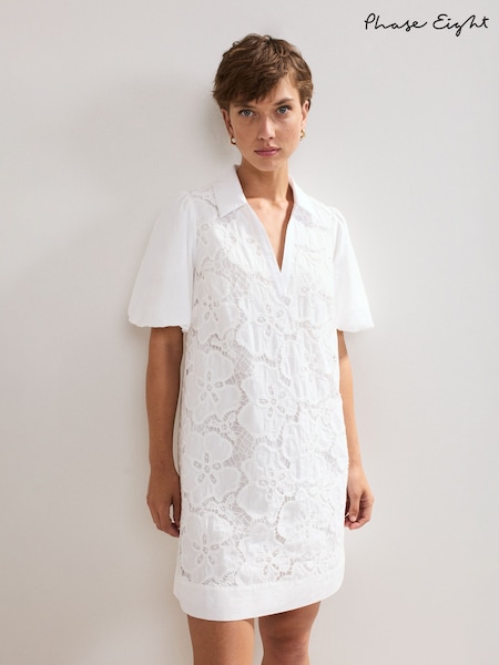 Phase Eight White Witney Tunic 100% Cotton Top (W55234) | £129