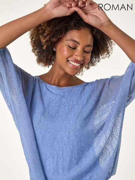 Roman Black Mesh Bubble Hem Blouse (W55300) | £36