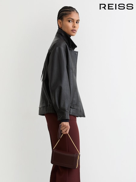 Reiss Burgundy Talia Leather Chain-Strap Shoulder Bag (W55372) | £158