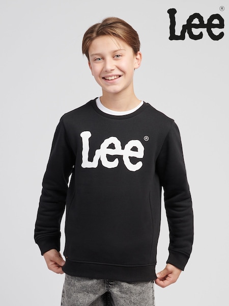 Lee Black Boys Wobbly Graphic Crew Sweatshirt (W55384) | £25 - £30