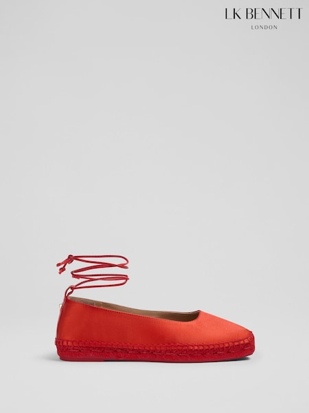 LK Bennett Red Mia Tie Espadrille Shoes (W55386) | £159