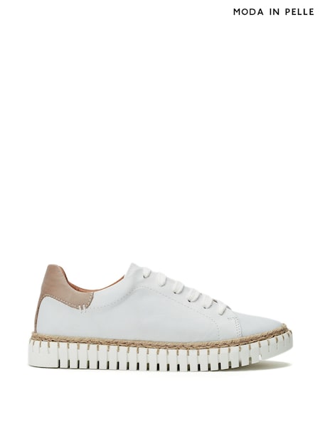 Moda in Pelle Indent Flexi White Trainers With Jute Trim (W55421) | £89