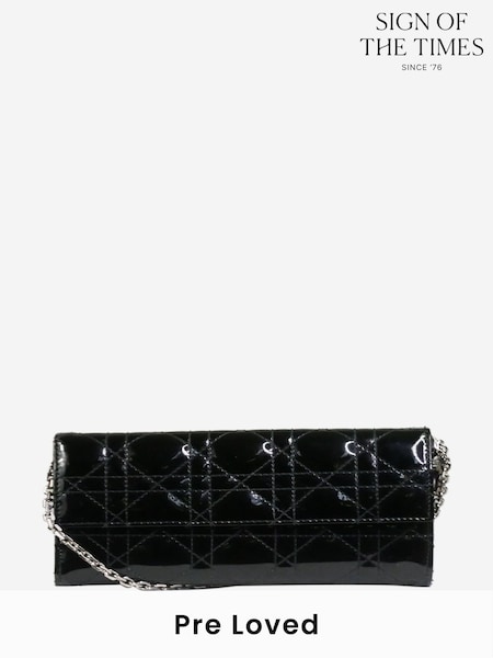 Christian Dior Black 2014 Silver Hardware Patent Lady Wallet On Chain (W55459) | £1,800