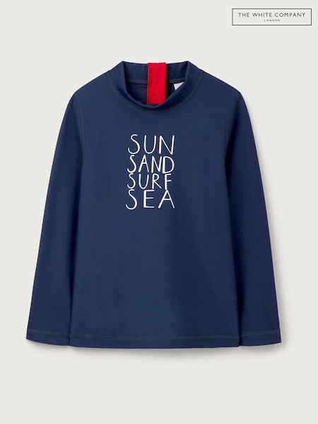 The White Company Blue Recycled Sun Sand Surf Sea Rash Guard (W55525) | £24