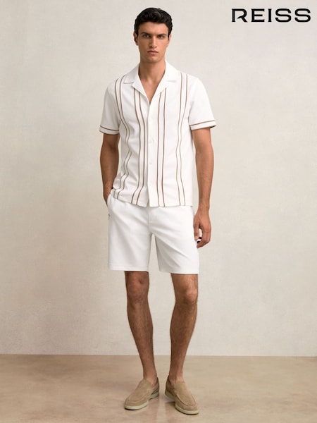 Reiss White Angus Textured Drawstring Shorts (W55533) | £78