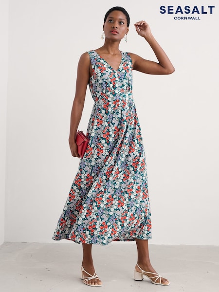 Seasalt Cornwall Blue Polmanter Jersey Dress (W55624) | £70