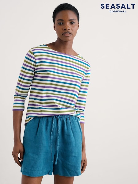 Seasalt Cornwall Grey Purple Sailor Top (W55716) | £30