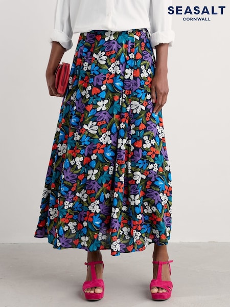 Seasalt Cornwall Red Lethlean Pleated Maxi Skirt (W55759) | £76