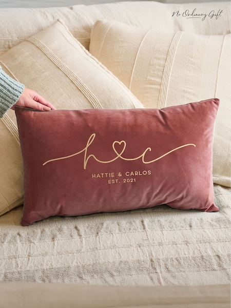 Couples Initials Velvet Cushion by No Ordinary Gift (W55781) | £38