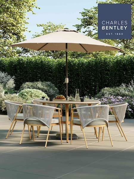 Charles Bentley Grey Almada Rope Weave 6 Seater Dining Set (W55968) | £990