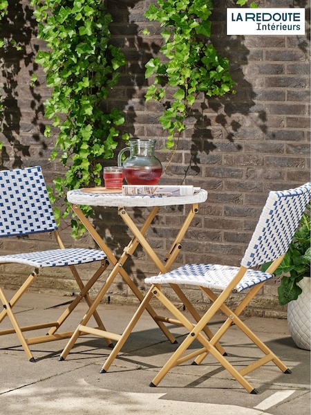 La Redoute Intérieurs White/Blue Lyme Folding Garden Dining Set (W55969) | £225