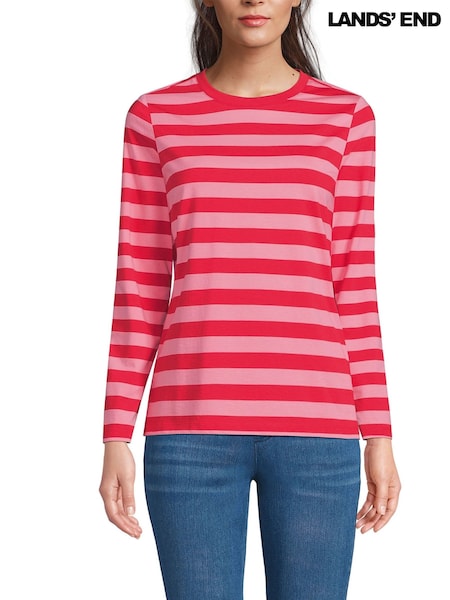 Lands' End Pink 100% Cotton Supima Long Sleeve T-Shirt (W55999) | £35