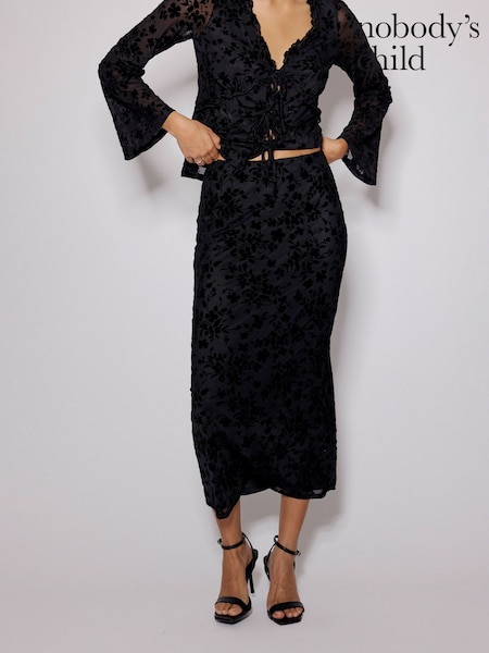 Nobodys Child Black Devore Maxi Skirt (W56002) | £59