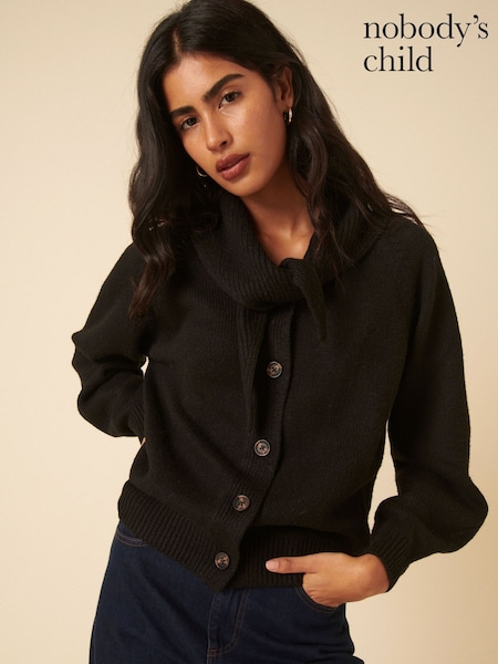 Nobodys Child Black Neck-Tie Scarf Cardigan (W56021) | £69