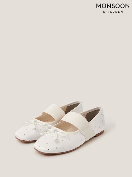 Monsoon Natural Diamante Elastic Ballet Flats (W56028) | £26 - £30