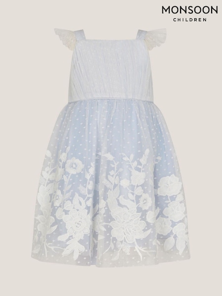 Monsoon Blue Baby Abigail Embroidered Party Dress (W56036) | £48 - £53