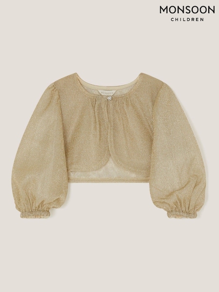 Monsoon Gold Glitter Puff Sleeve Cardigan (W56042) | £24 - £28