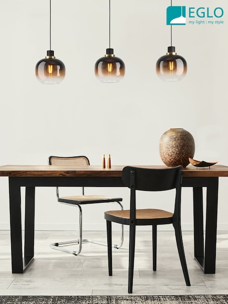 Eglo Black Brass OILELLA Linear Glass Pendant Light (W56085) | £155