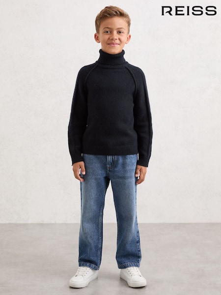 Reiss Navy Gosforth 3-9 yrs Wool-Cashmere Roll-Neck Jumper (W56127) | £44