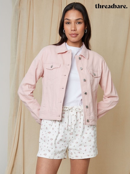 Threadbare White Floral Pull On Denim Shorts (W56162) | £28