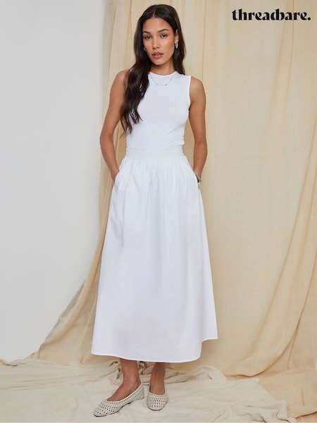 Threadbare White Midi Skirt with Pockets (W56166) | £30