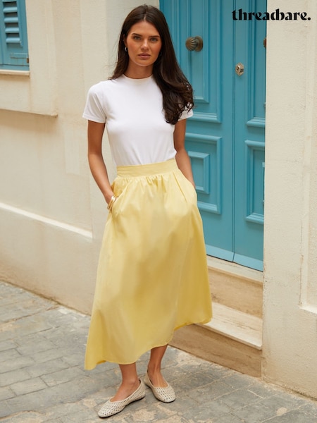 Threadbare Yellow Midi Skirt with Pockets (W56173) | £30