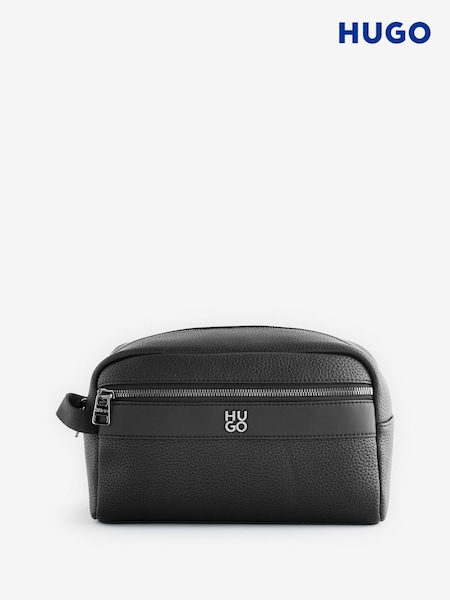 HUGO Black Metal Logo Washbag (W56216) | £119
