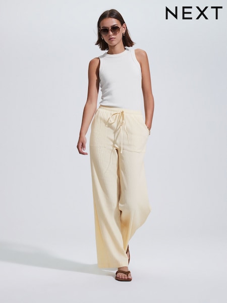 Buttermilk Textured Wide Leg Trousers (W56282) | £26