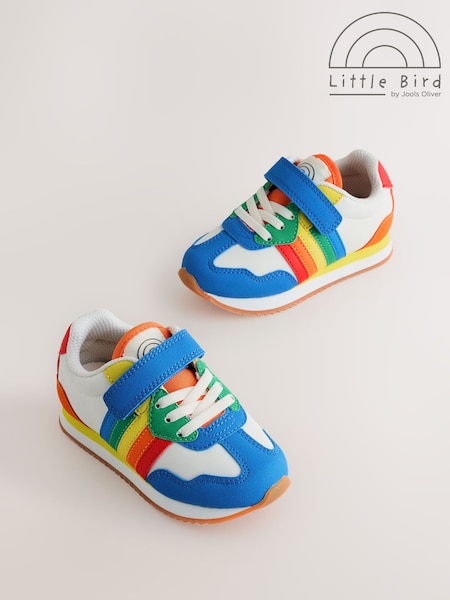 Little Bird by Jools Oliver Blue Younger Bright Rainbow Retro Runner Trainers (W56353) | £26 - £30