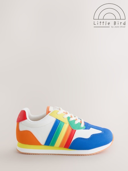 Little Bird by Jools Oliver Blue Older Bright Rainbow Retro Runner Trainers (W56360) | £30 - £34