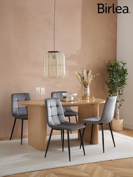 Birlea Oak Axel Oval Fluted Dining Table and Chair Set (W56401) | £552