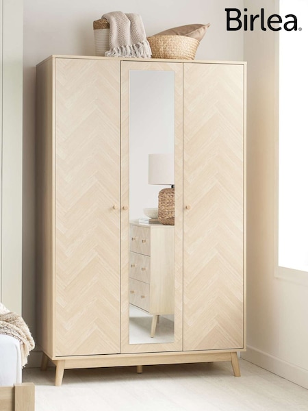 Birlea Oak Herringford Mirrored Triple Triple Wardrobe (W56403) | £386