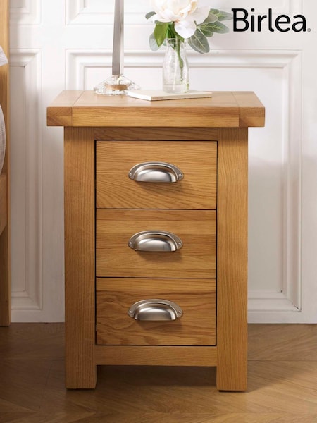 Birlea Oak Woburn 3 Drawer Slim Bedside Table (W56409) | £132