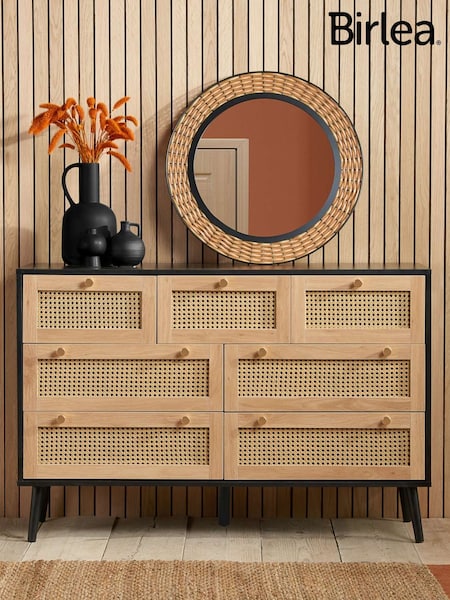Birlea Black Croxley 5 Drawer Rattan 7 Drawer Chest (W56410) | £318