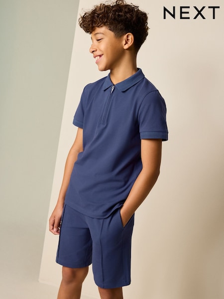 Navy Short Sleeve Polo Shirt and Shorts Set (3-16yrs) (W56468) | £14 - £22