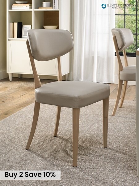 Bentley Designs Set of 2 Scandi Oak Larsen Upholstered Bonded Leather Back Dining Chairs (W56483) | £400