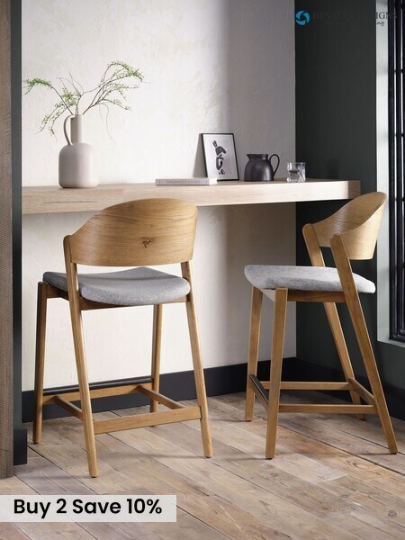 Bentley Designs Rustic Oak Vega Ply Back Barstool Single (W56512) | £250