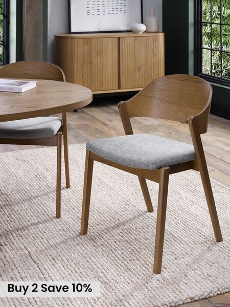 Bentley Designs Set of 2 Rustic Oak Vega Ply Back Dining Chairs (W56516) | £380