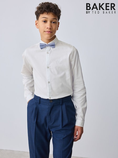 Baker by Ted Baker Long Sleeve White Shirt with Bow Tie (W56546) | £26 - £30