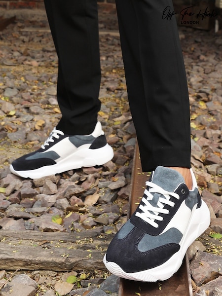 Off The Hook Blue Collins Casual Lace-Up Leather Trainers (W56697) | £45