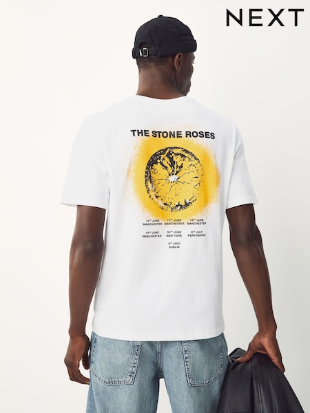 White Stone Roses Regular Fit Band Graphic Print T-Shirt (W56715) | £25
