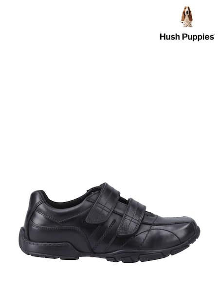 Hush Puppies Junior Vance Touch Fastening Black Shoes (W56807) | £56