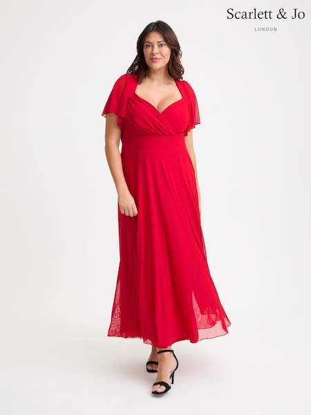 Scarlett & Jo Red Kemi Bright Bolero Wrap Bodice Maxi Gown (W56822) | £0